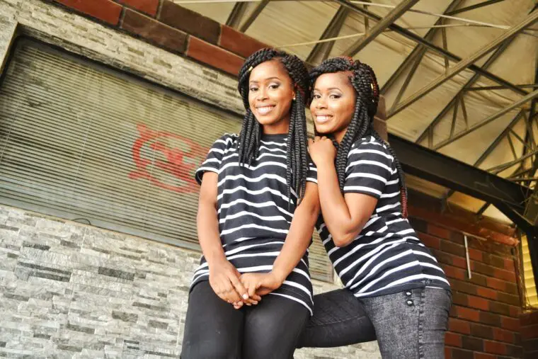 Photography Of Twin Sisters Wearing Stripe Shirt